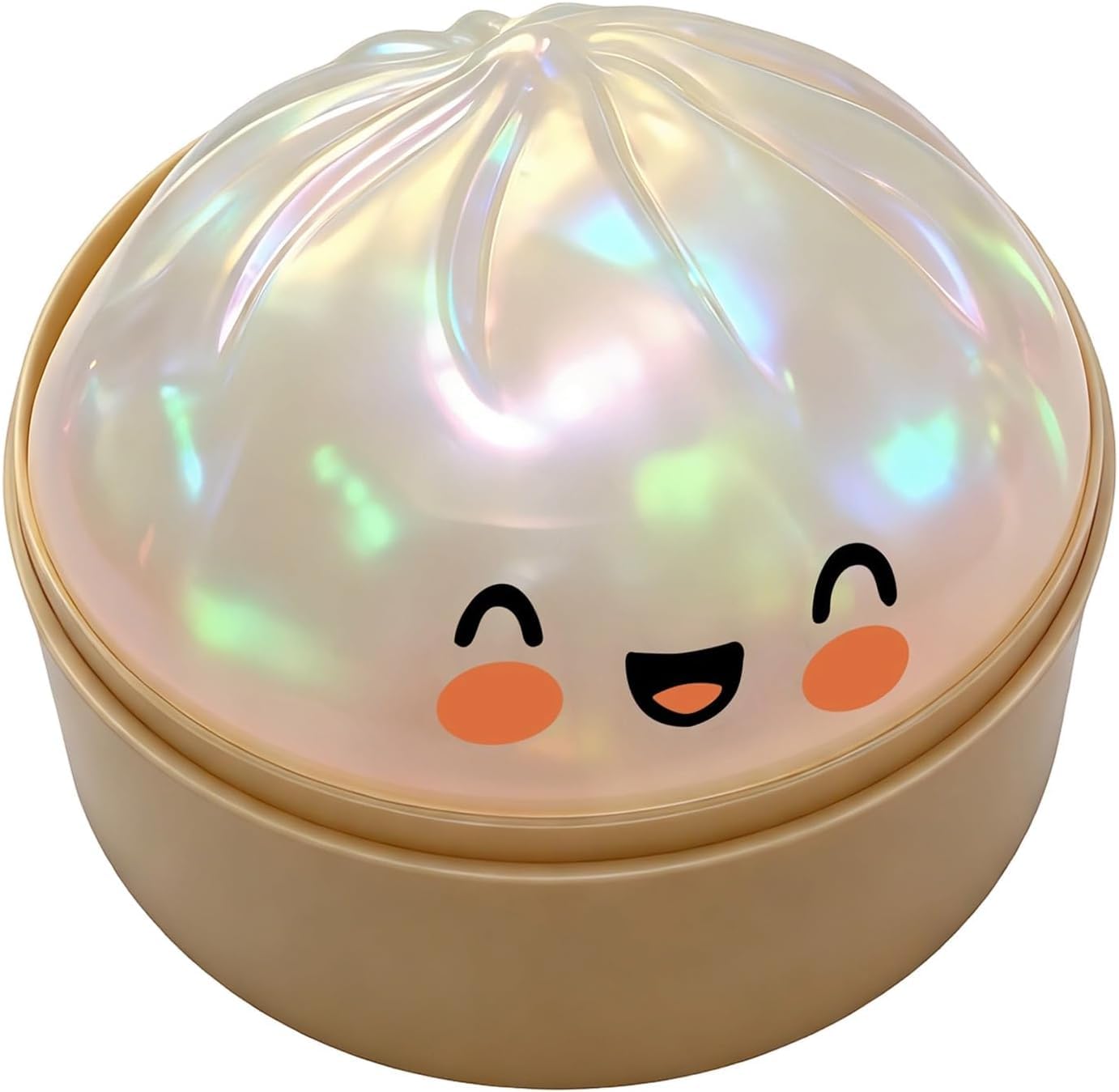 Squishy Bao Dumpling Sensory Fidget Toy with Plastic Steamer Box - Squeeze Toys for Kids Ages 3+ (White)