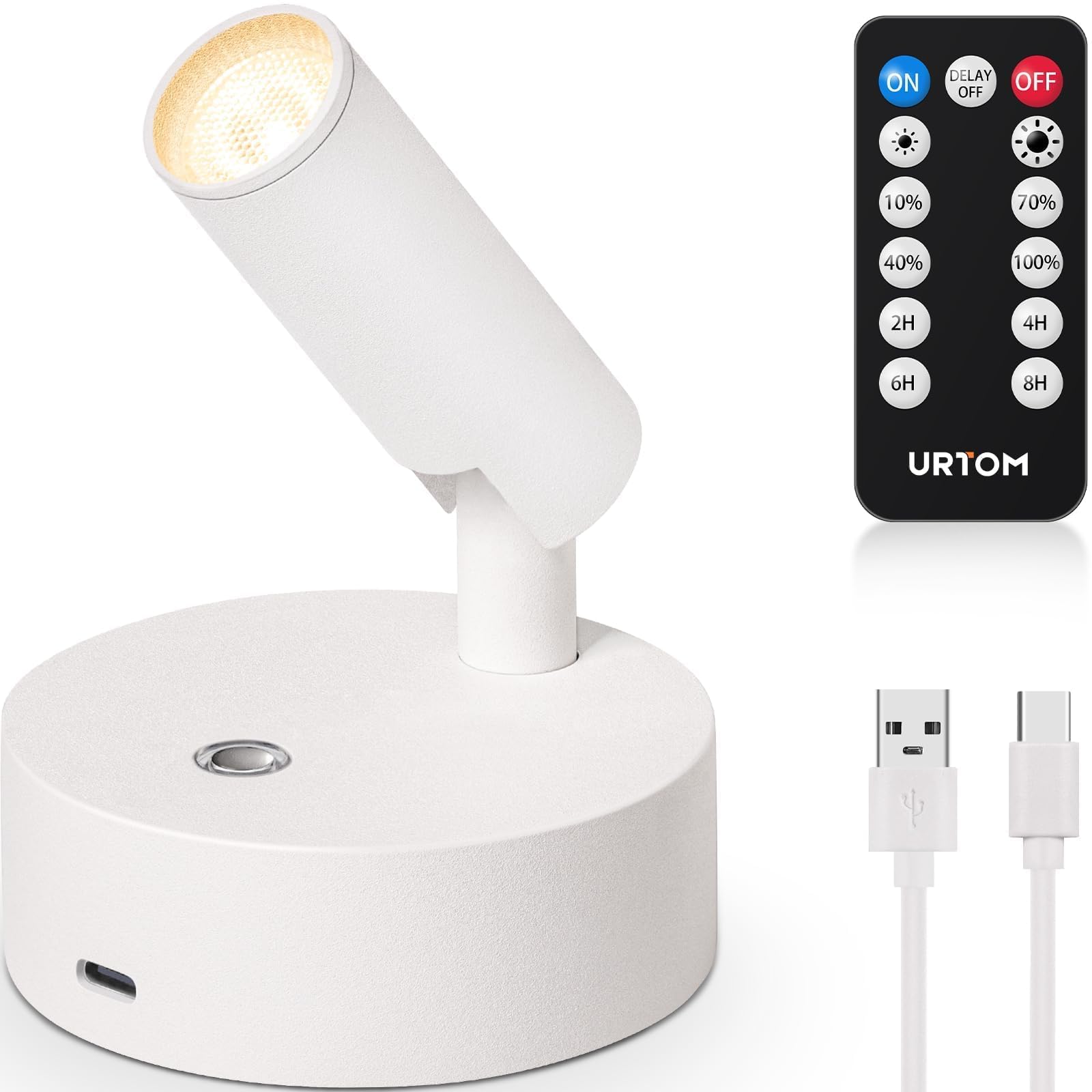 Wireless LED Spotlight Indoor with Remote Up Lights Indoor Dimmable Picture Light Battery Operated with Timer Rechargeable Spot Lights Accent Uplighting for Plant Wall Art, 1 Pack