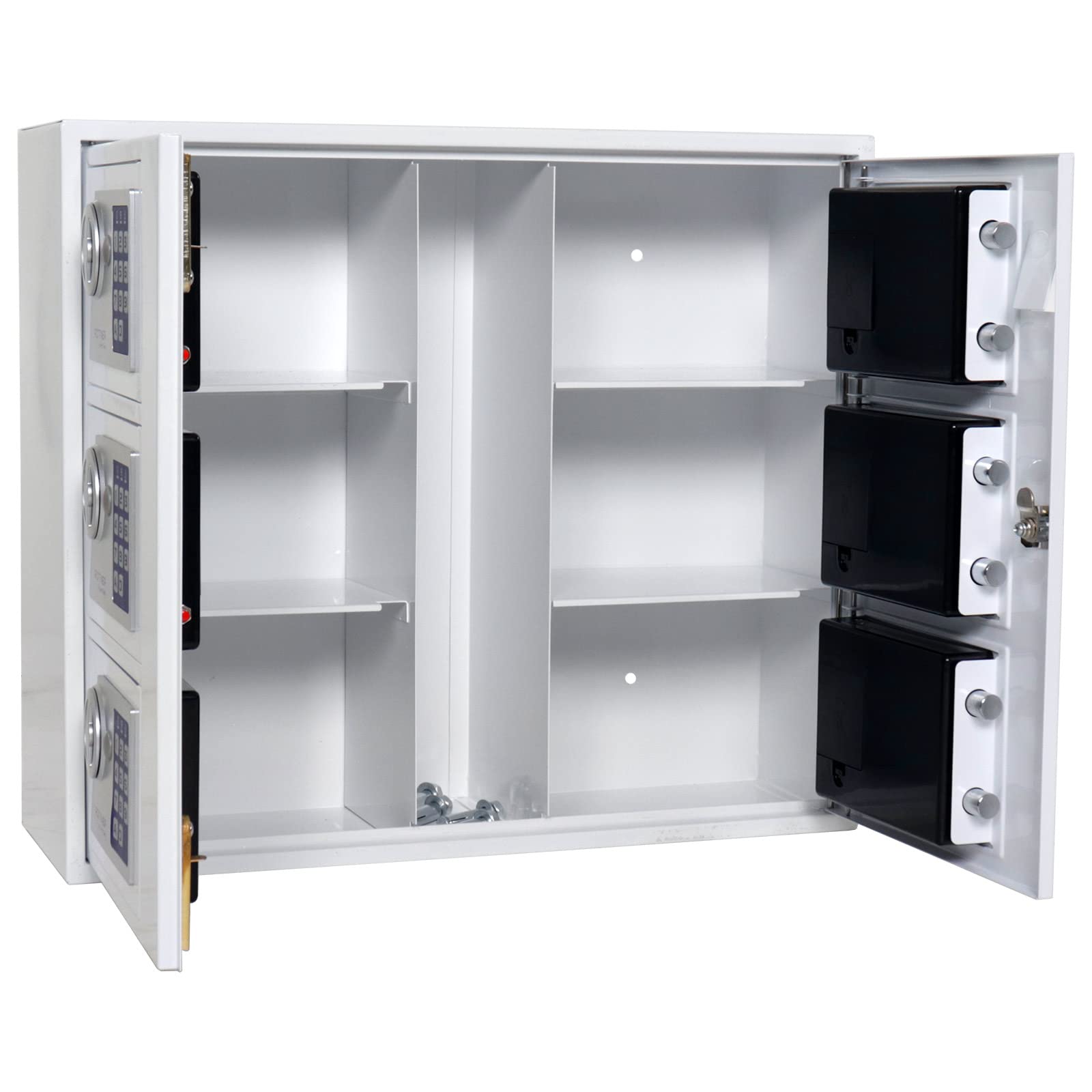 Rottner armadietto di sicurezza per chiavi con 6 scomparti a chiusura elettronica, in acciaio inossidabile, con slot per inserimento chiavi, fissaggio a parete, per uso interno, di colore bianco