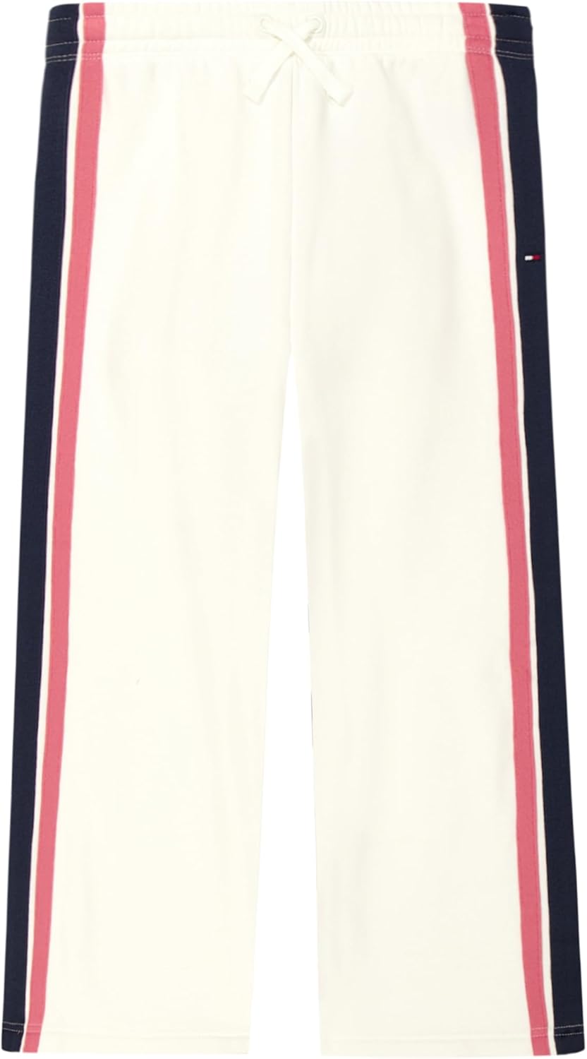 Tommy Hilfiger Girls’ Fleece Wide Leg Bottom Jogger Sweatpants with Drawstring & Functional Side Pockets