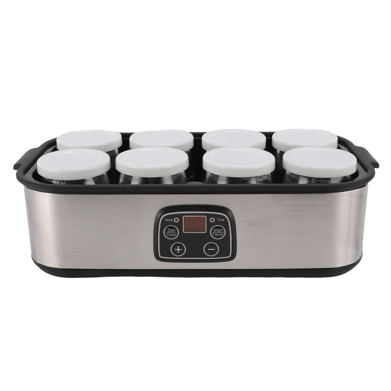 CHICIRIS Yogurtera Automática con Pantalla LCD y 8 Frascos de Vidrio para Pudín de Batido de Yogur Casero, Calentamiento a Temperatura Constante de 25W (Enchufe europeo 220V)