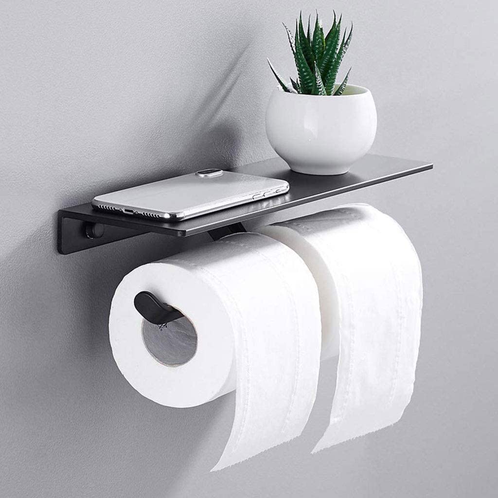 Soporte para papel higiénico Portarrollos de papel de acero inoxidable, portarrollos de papel higiénico, portarrollos de papel con soporte para teléfono, portarrollos de papel higiénico para baño