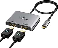 Adaptador USB C para HDMI duplo (4K @60Hz) tipo C (fonte) para HDMI (tela) divisor e conversor USB C suporta exibição estendida de monitores duplos, para MacBook, LenovoYoga, Thinkpad, Dell
