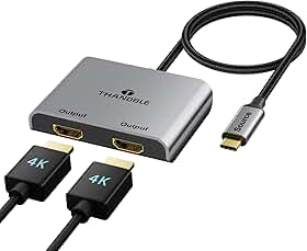 Adaptador USB C para HDMI duplo (4K @60Hz) tipo C (fonte) para HDMI (tela) divisor e conversor USB C suporta exibição estendida de monitores duplos, para MacBook, LenovoYoga, Thinkpad, Dell