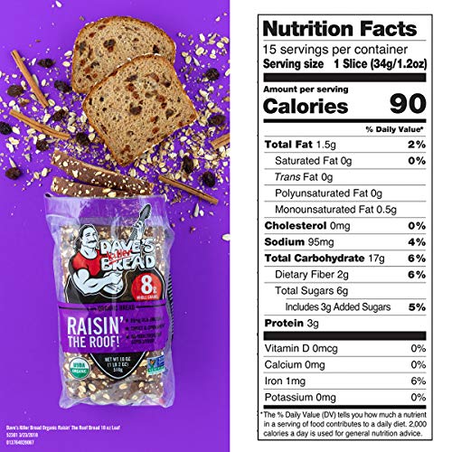 Dave's Killer Bread Organic Cinnamon Raisin Bread 18 Oz Loaf