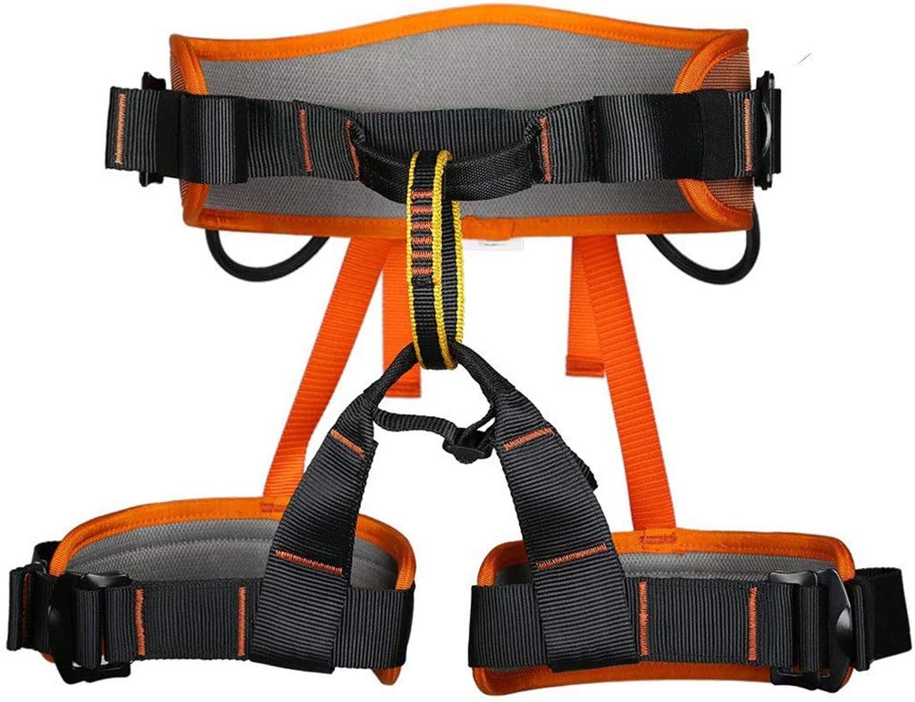 SwaYve Arnés de Seguridad para Trabajar en Altura, Cinturón de Seguridad para Escalada de Montaña de Medio Cuerpo, Protección Contra Caídas, Equipo de Rappel para Escalada en Roca/Oranje
