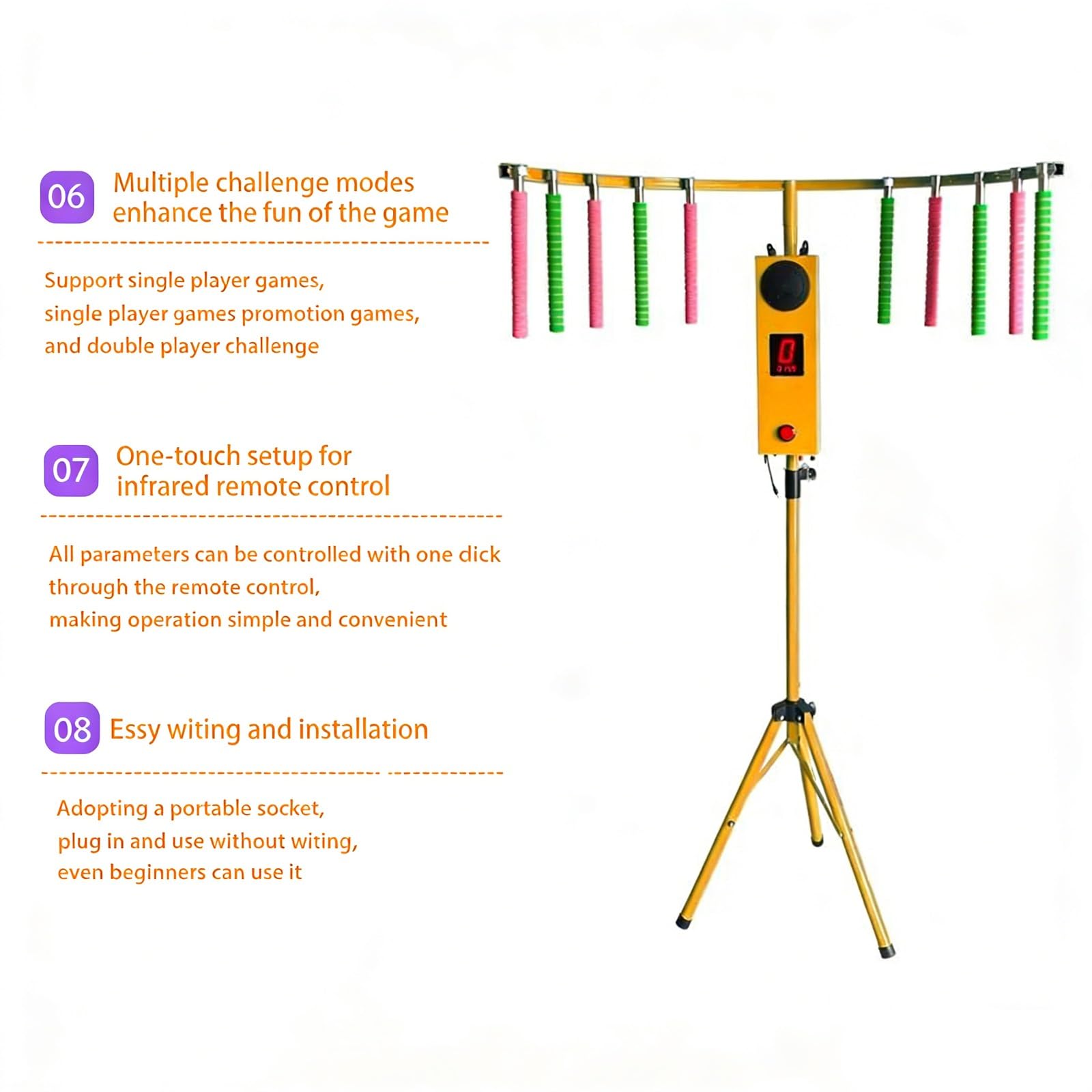 Máquina de juego de palos de atrapar, juego de entrenamiento de reflejos con 5 modos de velocidad ajustables, desafío de coordinación ojo-mano para fiestas, divertida actividad de juego de palo caído