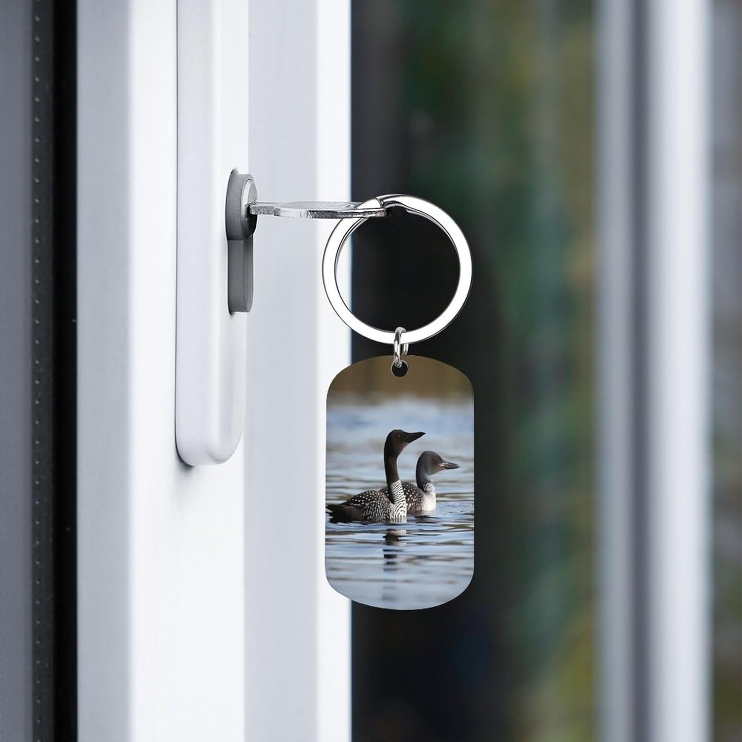 Loon Birds Metal Keychain Double Sided Keyring Cute Key Tags Accessories Charms Lucky Charm Hanging Pendant Gift for Purse Keys Pet image 5