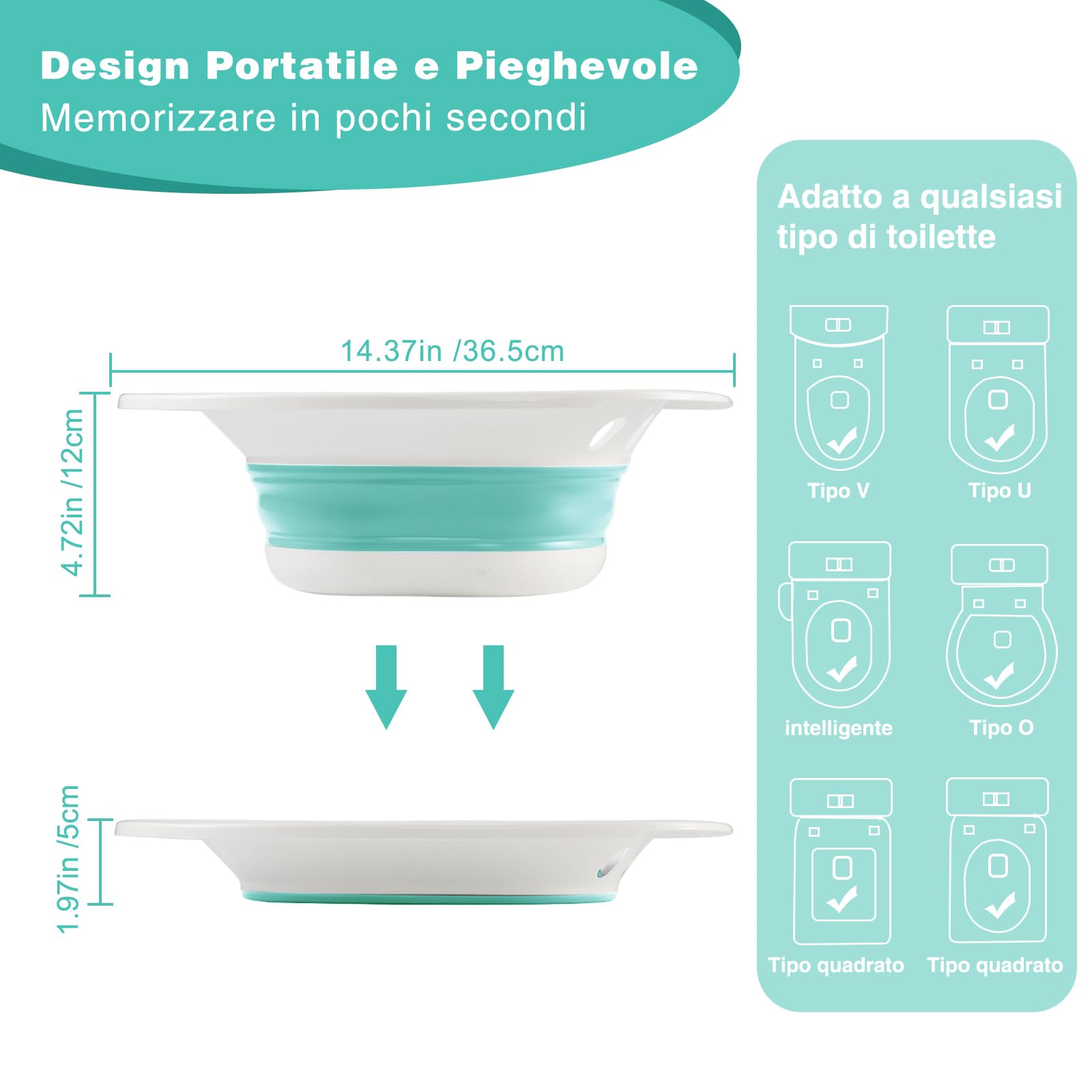DEANIC Bidet Portatile per WC per Chi Soffre di Emorroidi, Vasca da Bagno Pieghevole per WC, Sedile per Vasca da Bagno Donne Incinte, Anziani (Verde)