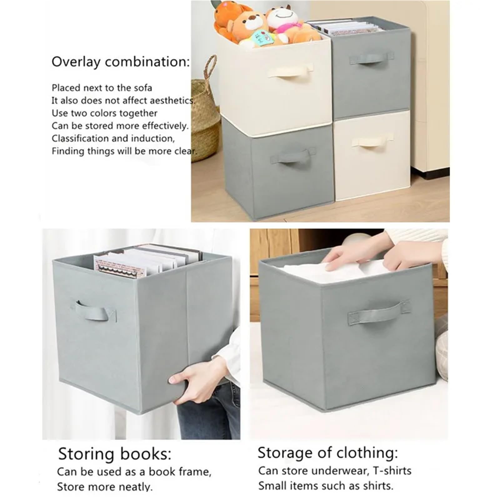 MRKU Boîte de Rangement pour sous-vêtements et Chaussettes, Organiseur de Soutien-Gorge, Compartiments cubiques en Tissu Non tissé, Poubelle Pliable pour la Maison, Rangement de Placard