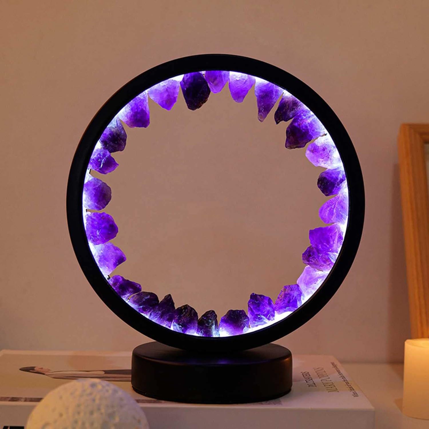 Lampada Da Tavolo In Cristallo, Pietre Grezze Di Ametista Naturale, Cristallo Lampada Da Tavolo Lampada Da Tavolo Ricaricabile Lampada Usb Lampada Decorativa Per Meditazione Regalo