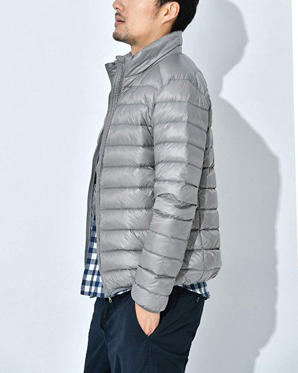Doudoune Légère Homme Veste Compressible en Duvet de Canard Manches Longues Down Jacket