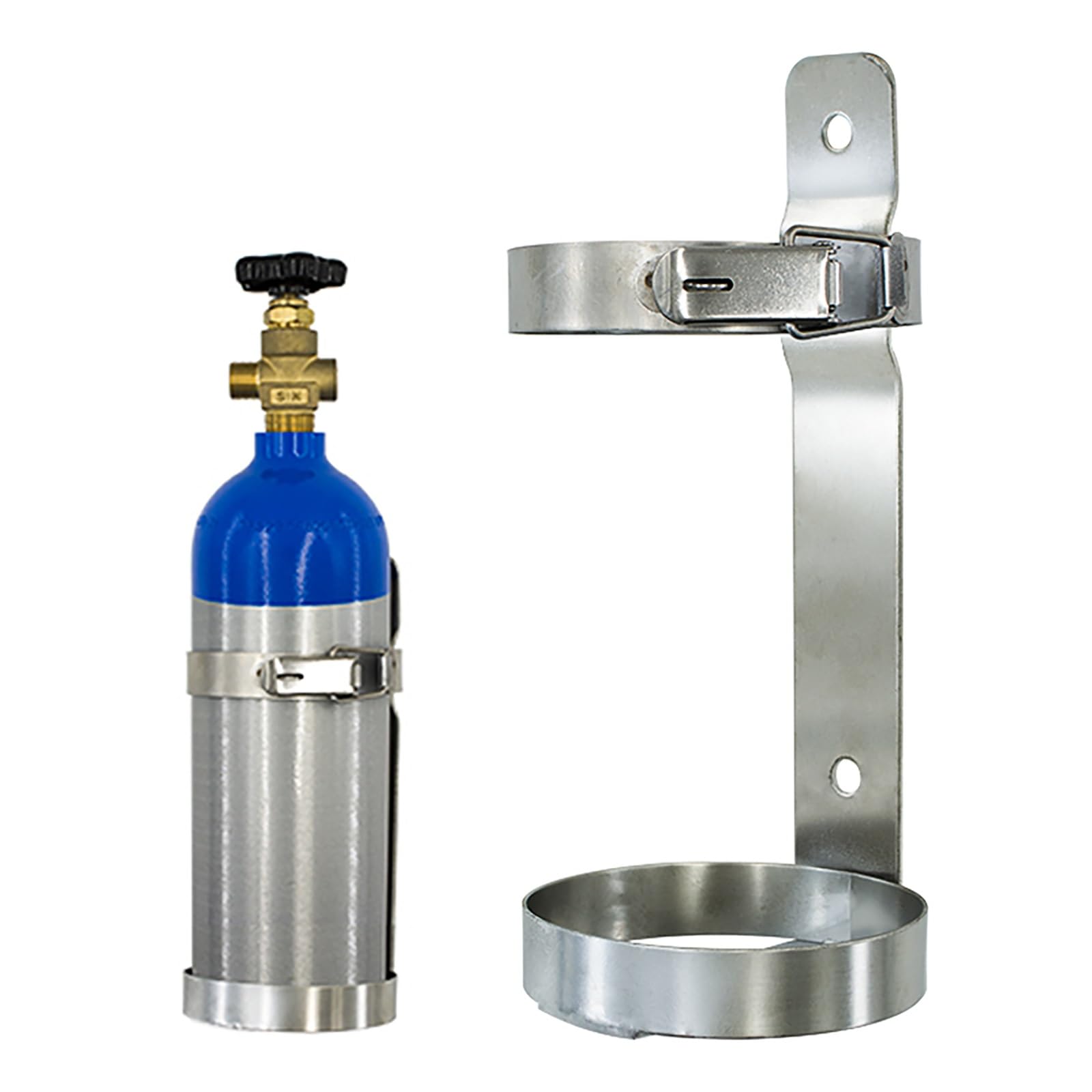 SRNSAEB Oxygen Tank Holder Wall Mount with Safety Catch, Stainless Steel Welding Gas Bottle Rack for Clinics/Commercial, Home Propane Storage Rack Hold 2 4 10 L Bottles(Dia 17.5cm (7in))