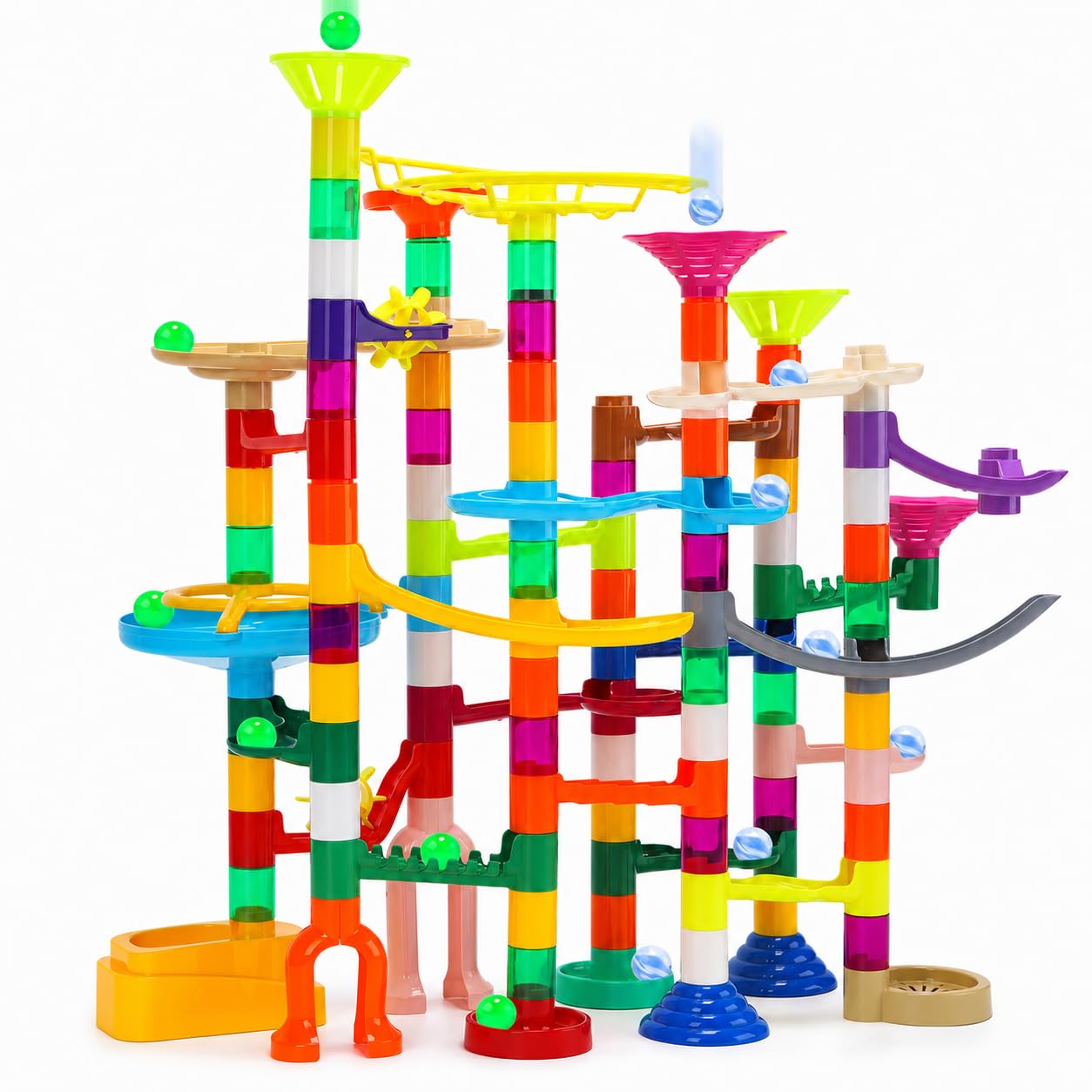 EagleStone 150PCS Glow Marble Run Kit Marble Maze Construction Toy Set