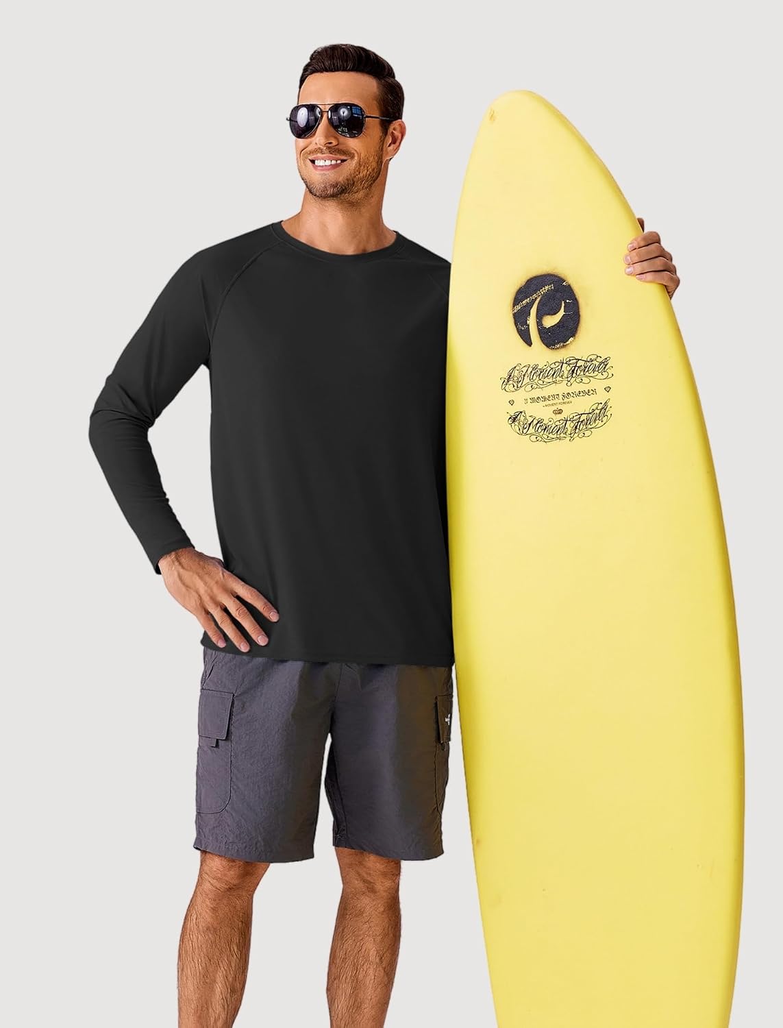 PINSPARK Men's Swim Shirt Quick-Dry Long Sleeve Rash Guard for Men UPF 50+ Light Pullover Sun Protection UV Fishing Shirts