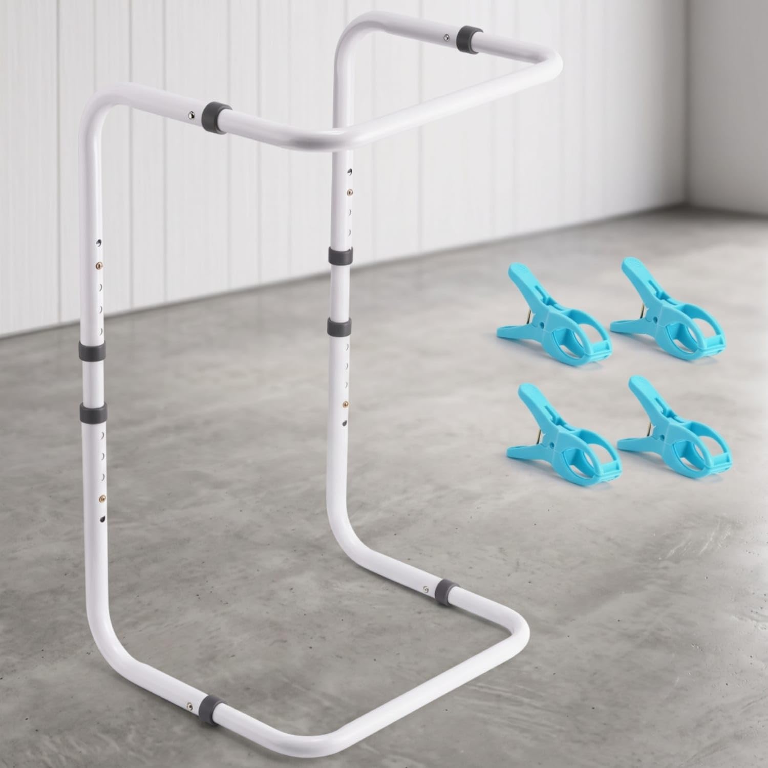 Height-Adjustable Blanket Lifter with Clips Sturdy Blanket Lifter Easy-to-Assemble Bed Cradle with Clips Metal for Bedroom, Guest Room, Ev Charger Holder-picture-19