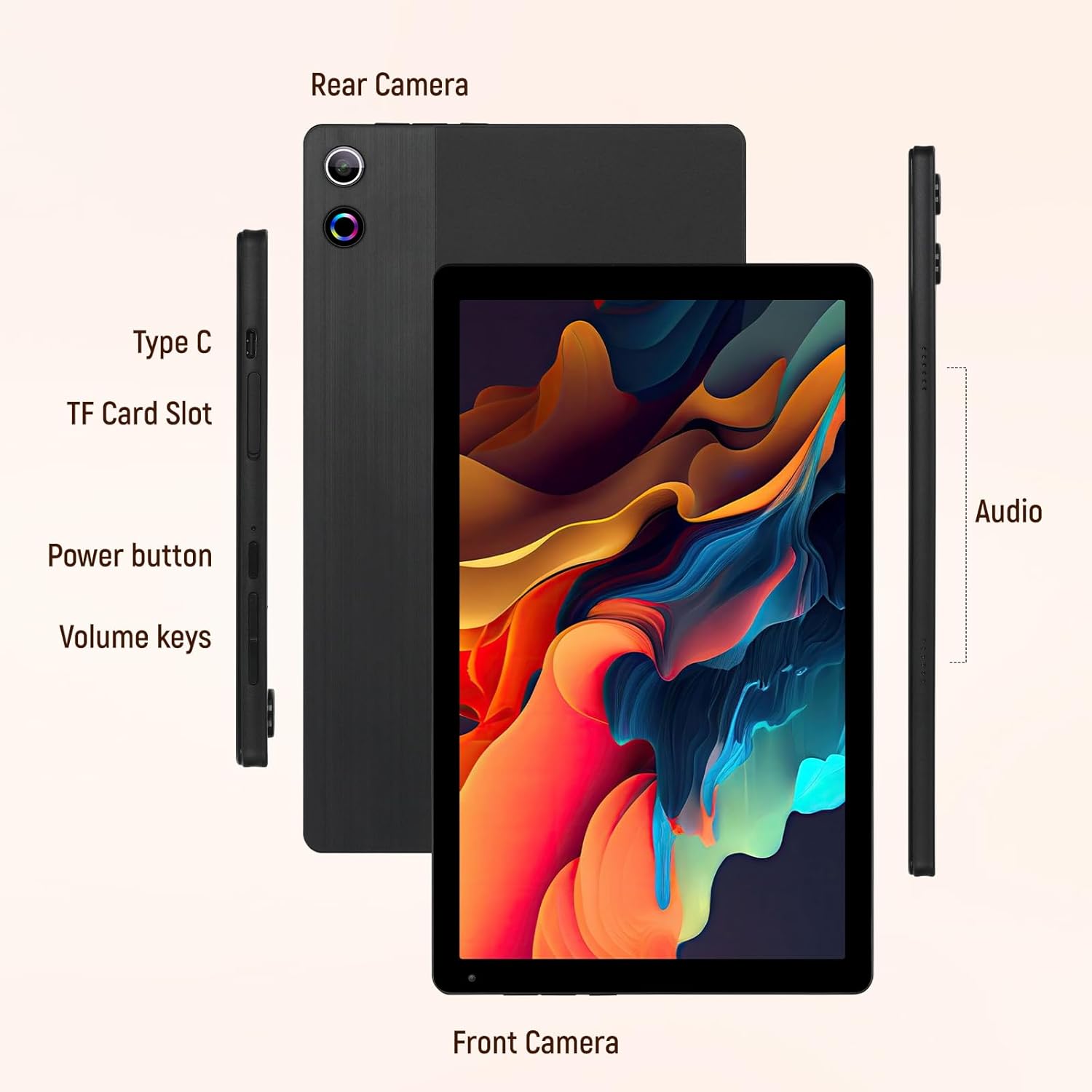 Tablet, 10.36 inch Android 14 Tablet with Octa-core Processor 16GB RAM 128GB ROM 1TB Expansion, HD IPS Touchscreen, WiFi 6, BT 5.3, Dual Camera, Tablets 2025 - Image 8