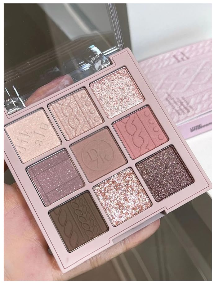 GenericEyeshadow Palette with 9 Shimmer and Matte Shadows in Nude and Glitter Tones, Living Color Cosmetics