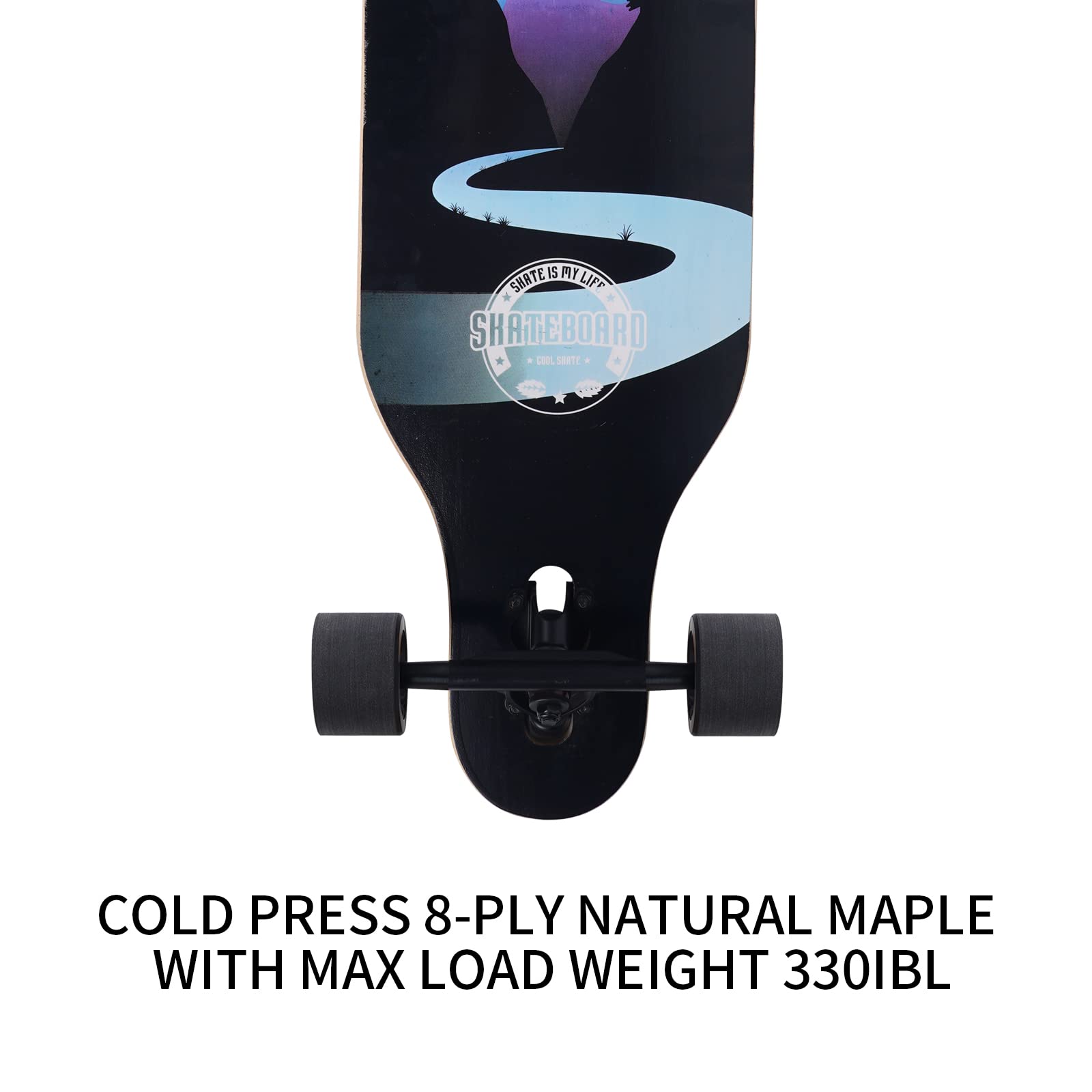 Skateboard Longboard complet en érable naturel 8 plis pour cruiser, sculpter, free-style et descente avec T-Tool Valley 41"