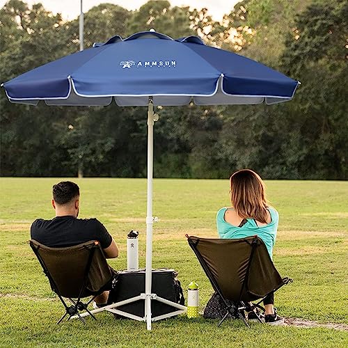 AMMSUN 6.5ft Sun Shade Umbrella, Premium Portable Umbrella with Stand, Lightweight, Easy to Carry, Push Button Tilt, UV 50+ Protection, Ideal for Sporting Games, Navy Blue image 3