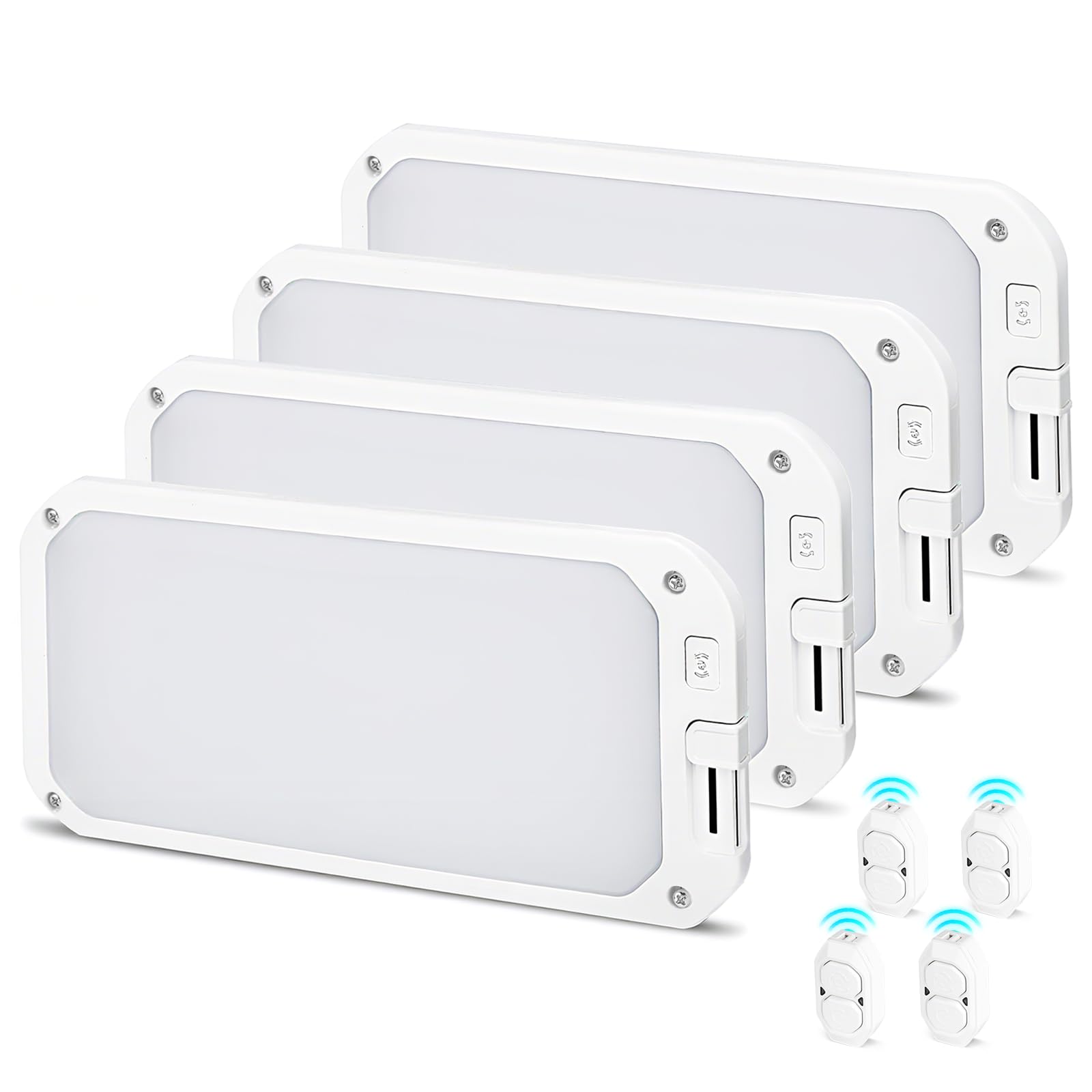 Photo 1 of Rvhouse RV Lights Interior, 3 Color RV LED Super Bright Fixture DC12-30V Camper Lights with Stepless Dimming and Remote Control Energy-efficient Ceiling Light for RV/Camper/Car/Boat (4 Pack)