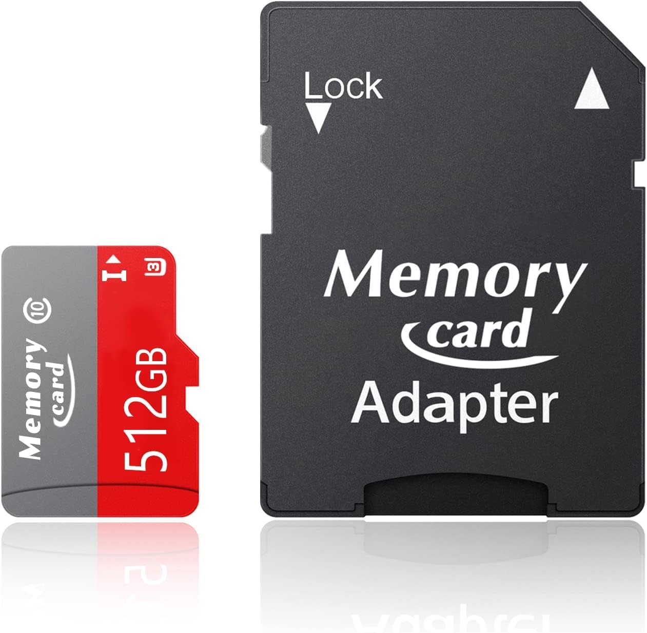 Scheda di memoria TF da 512 GB UHS-I 4K UHD video ad alta velocità, per Dash Cam, Body Cam, Action Camera con adattatore