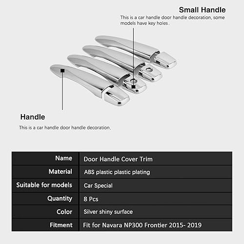 Miniatura 2 de Cubierta de manija de puerta, cubierta de manija de puerta de automóvil, cubierta de protección para Nissan Navara NP300 Frontier 2015‑2019