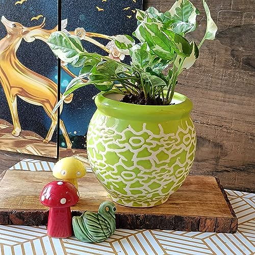 Image of Niyara Ceramic planters pots for Indoor Outdoor Home, Garden Office Decor Balcony Planters Gamla Flower Size Small 6 inches (Green Drop)