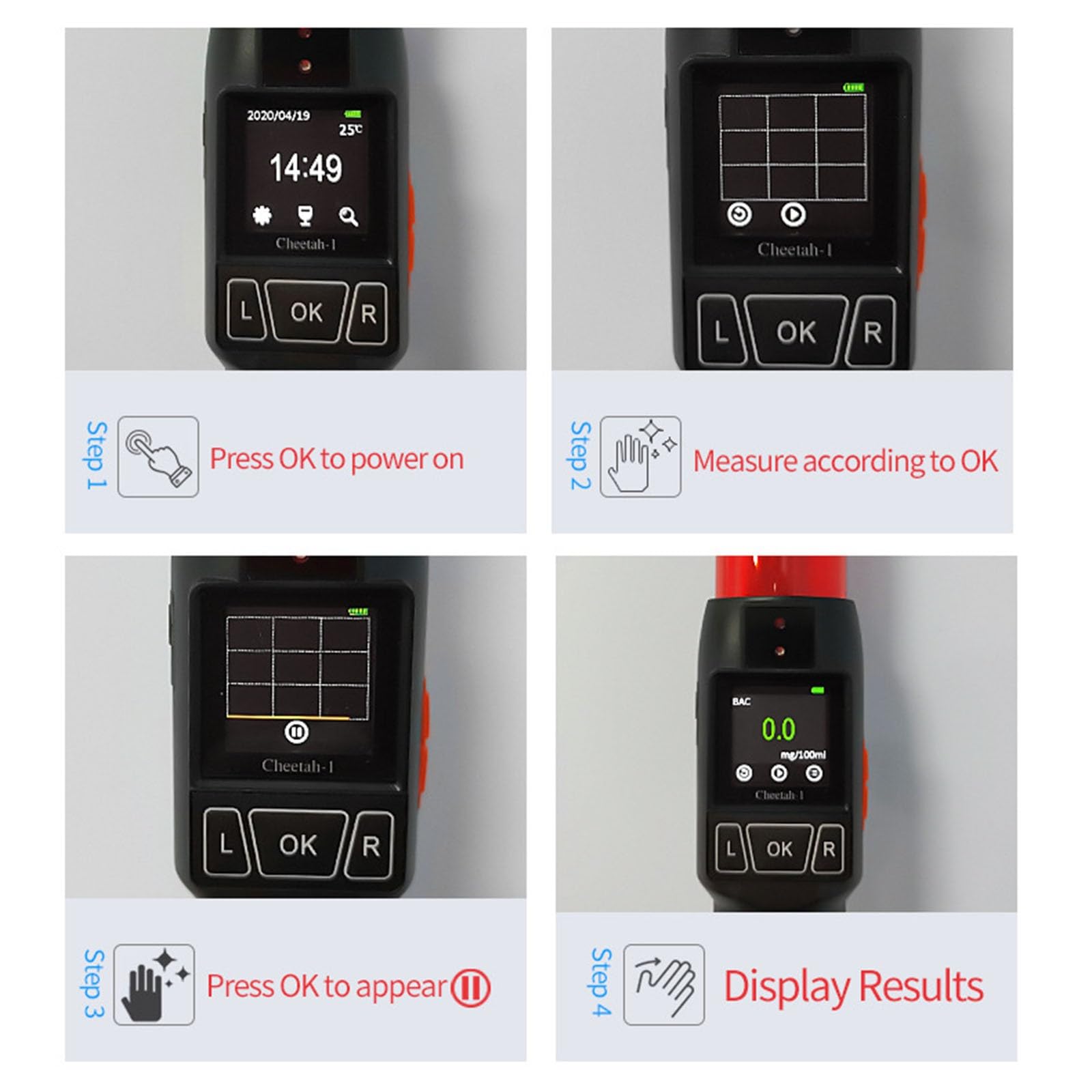 Etilometro, Etilometro Digitale della Polizia per Guida in Stato di ebbrezza, Test Rapido dell'Alcol Test, Adatto Ovunque, Fischio, Spia(A)