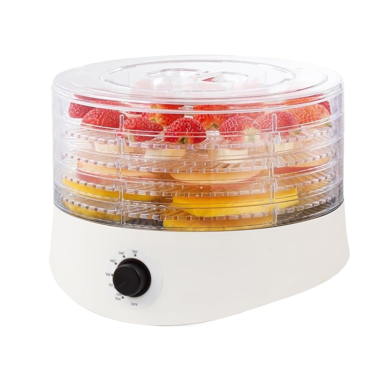 Essiccatore per alimenti - Essiccatore per alimenti, per alimenti e carne secca, essiccatore per carne da 280 W per alimenti disidratati con 5 griglie di essiccazione, essiccatore per alimenti bianc