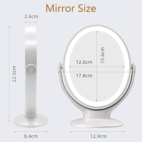 Miniatura 7 de RUIZD Espejo de maquillaje iluminado con aumento 1X7X, espejo de tocador con 3 relámpagos ajustables, espejo de maquillaje de rotación 360 con