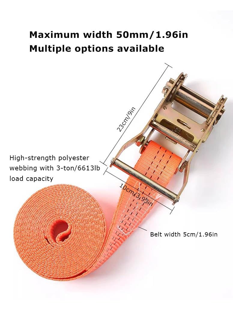 Cinchas De Amarre 2 Piezas Tensor De Carraca Correas De Amarre con Trinquete 5 Cm Correa para Trinquete Correas De Trinquete Eslingas con Carraca para Baca Equipaje(W1mm/0.04in,L9m/354in)