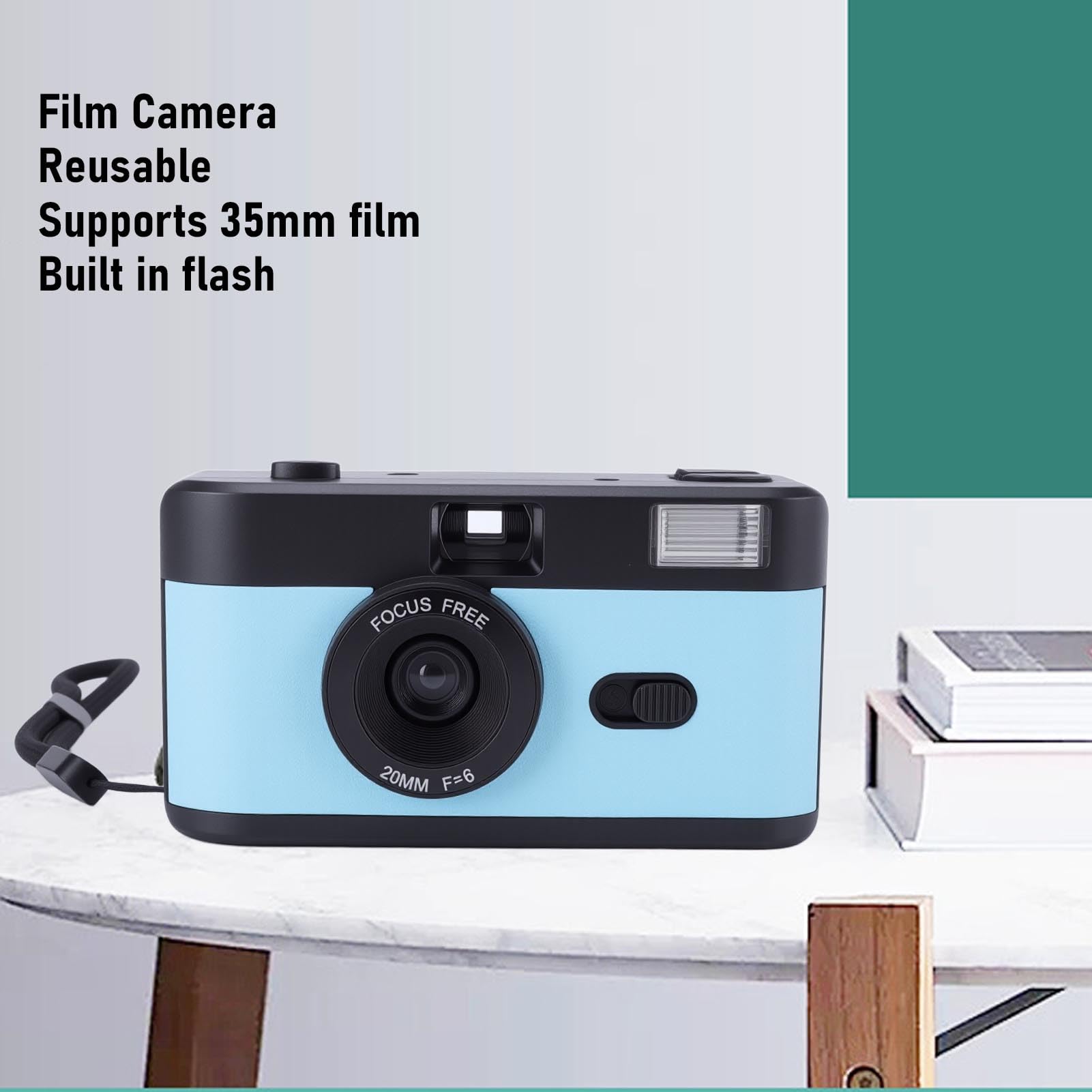 Demeras Fotocamera a Pellicola da 35 Mm, Fotocamera a Pellicola retrò con Obiettivo 28 Mm F/8, Design Riutilizzabile per la Fotografia Nostalgica, Materiale ABS con 27 Pellicole a Colori (#1)