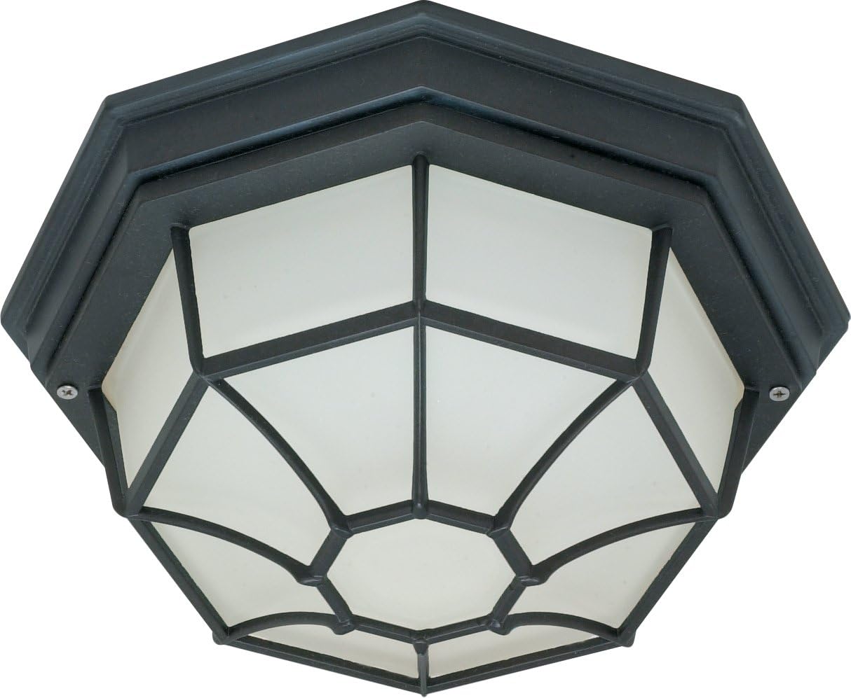 Nuvo Lighting 60/580 Energy Efficient 1 Light Die Cast Ceiling "Spider" Cage With Glass Lens Energy Star, Textured Black