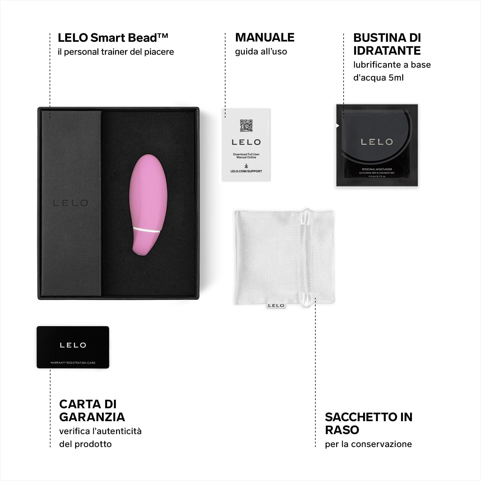 LELO Smart Bead - Palline Vaginali Smart - Dispositivo per Esercizi di Kegel Personalizzati Grazie a Sensori Tattili – Palline di Kegel Donne, Rosa