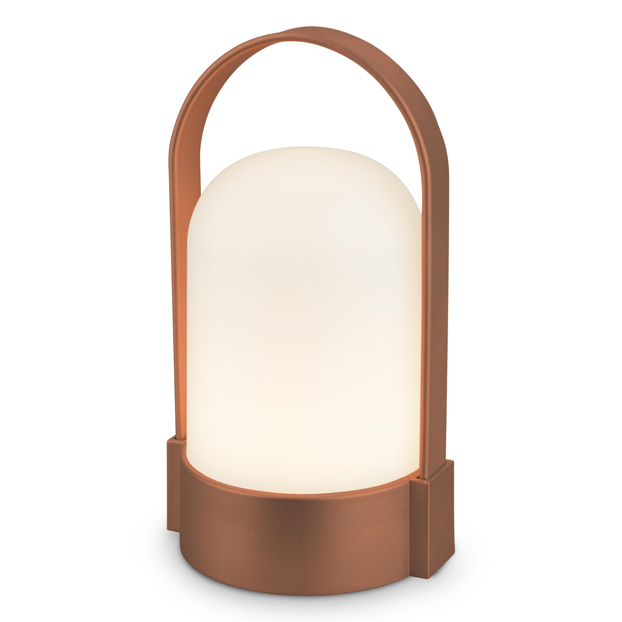 BRILONER - Bezprzewodowa lampa stołowa LED IP44, dotykowa, możliwość ściemniania, wymienna bateria, lampka nocna do czytania, LED, kemping, lampa akumulatorowa, 9 x 8 x 15,5 cm, brązowy metal