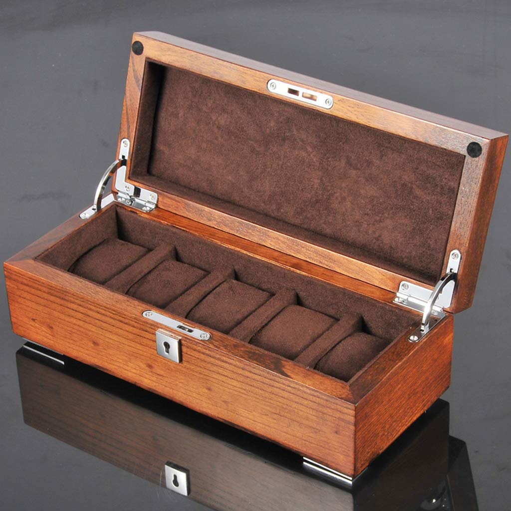 Scatola Porta Orologi da 12 raccoglitori per Gioielli in Legno Collezione di Orologi con Cuscini Removibili e Chiusura in Metallo (Marrone)