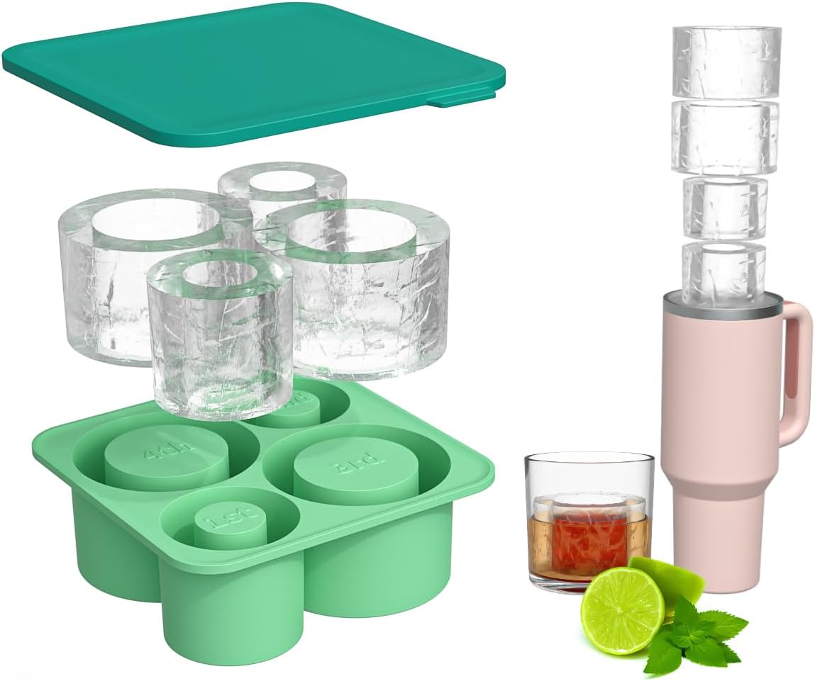 Ice Cube Mold, Silicone Ice Bucket Ice Cup With Lid (2 In 1), Press Type Easy-Release Ice Trays Ice Cube Maker For Frozen Cocktail, Whiskey, Beverages