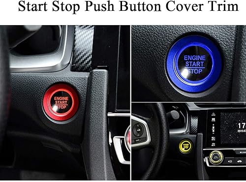 Miniatura 4 de XITER Bocina de automóvil+aire acondicionado+parada de arranque del motor, cubierta de botón y perilla decorativa para Honda 10th Civic 2016 2017