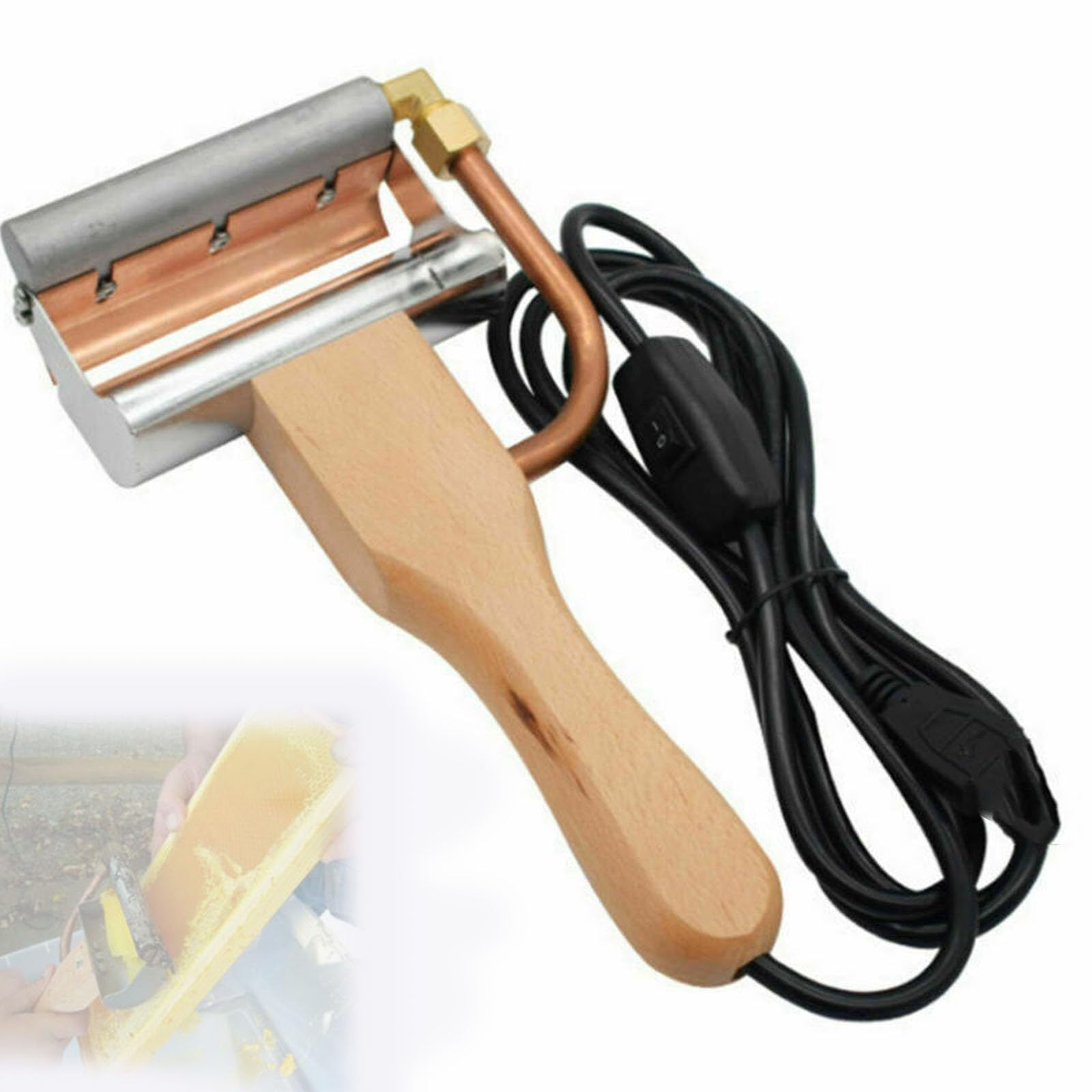 Coltello Elettrico Per Apicoltura, Raschietto Riscaldante Per Cera Di Miele In Acciaio Inossidabile, Temperatura Costante Automatica 140°-160°, Manico In Legno Massello, Per Unapicoltura Efficace