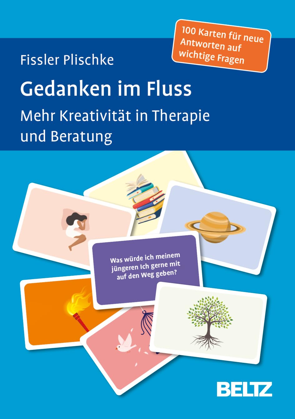 Gedanken im Fluss: Mehr Kreativität in Therapie und Beratung. 100 Karten für neue Antworten auf wichtige Fragen. Kartenset mit 12-seitigem Booklet in stabiler Box, Kartenformat 5,9 x 9,2 cm