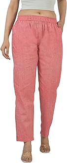 Women's Cotton Linen Pants, Regular Fit, Fully Elasticated, 2 Side Pockets