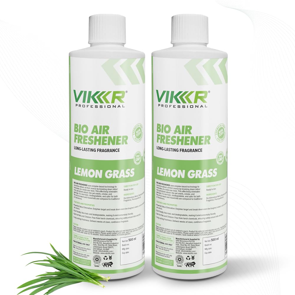 VIKR Bio Air Freshener Lemongrass 1000ml Natural Odor Eliminator with Enzyme-Based Formula, Eco-Friendly & Non-Toxic Room Freshener Safe for Kids & Pets, Long-Lasting Freshness for Home, Office & Car-image-37
