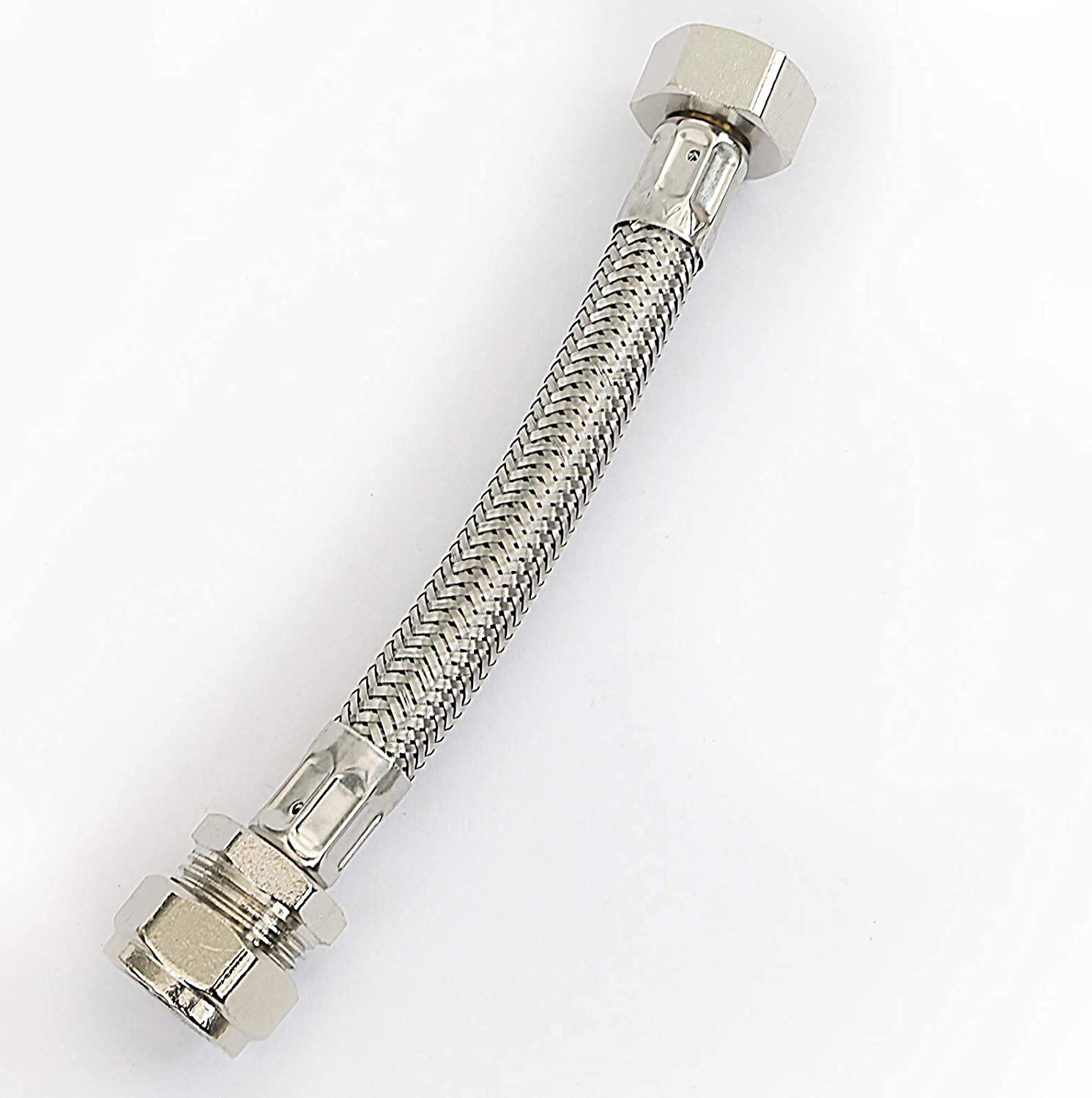 AK FLEXIBLE TAP CONNECTOR 15MM COMPRESSION x 3/4" FEMALE LENGTH (150MM / 300MM / 500MM) (LENGTH=150MM)