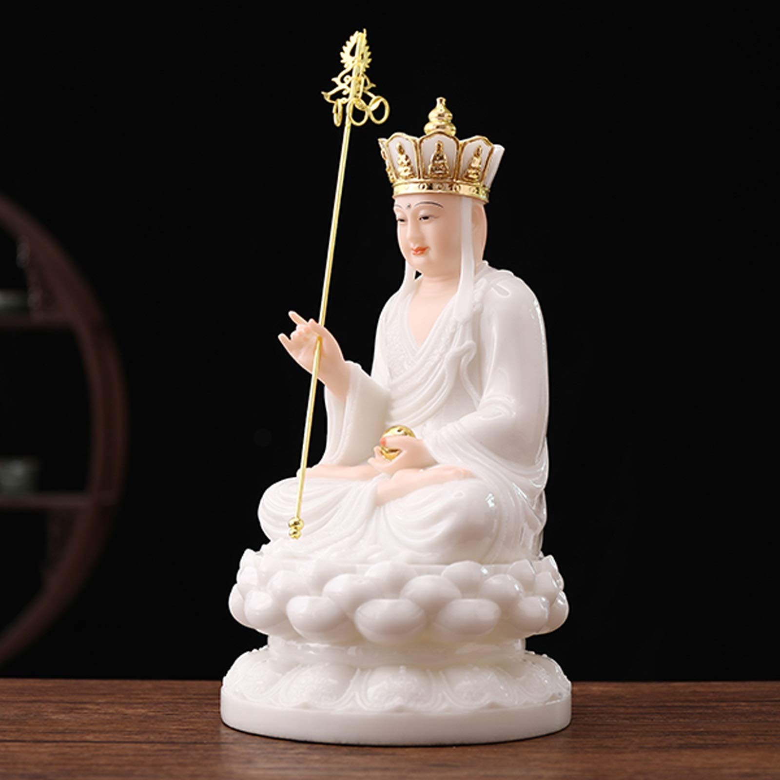 Mini estatua for el hogar, oficina, coche, decoración de mesa, esculturas decorativas coleccionables, estatuas de Buda, estatua de Buda de jade artificial, exquisita estatua china de Buda TangSeng, Fe