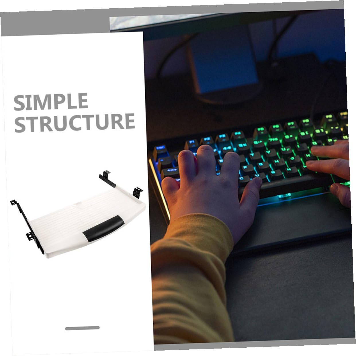 VILLCASE Bandeja de Teclado Deslizante bajo Escritorio con Rieles Suaves Soporte Ergonómico para Teclado y Ratón Fácil Instalación Diseño Práctico para Oficina y Mesa Pública