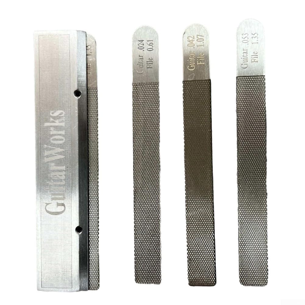 Juego de 4 herramientas Luthier para guitarra, limas de tuerca de traste de guitarra, limas de ranura de corona, protectores de reparación de lijado