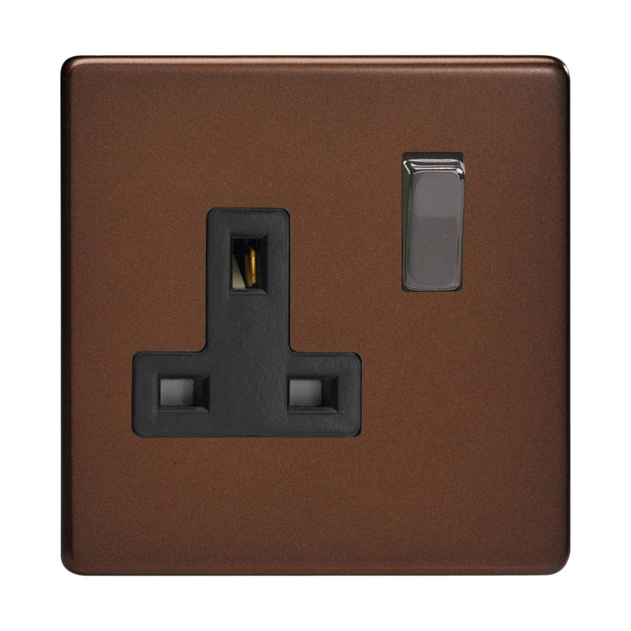 Varilight 1-Gang 13A Double Pole Switched Socket Mocha