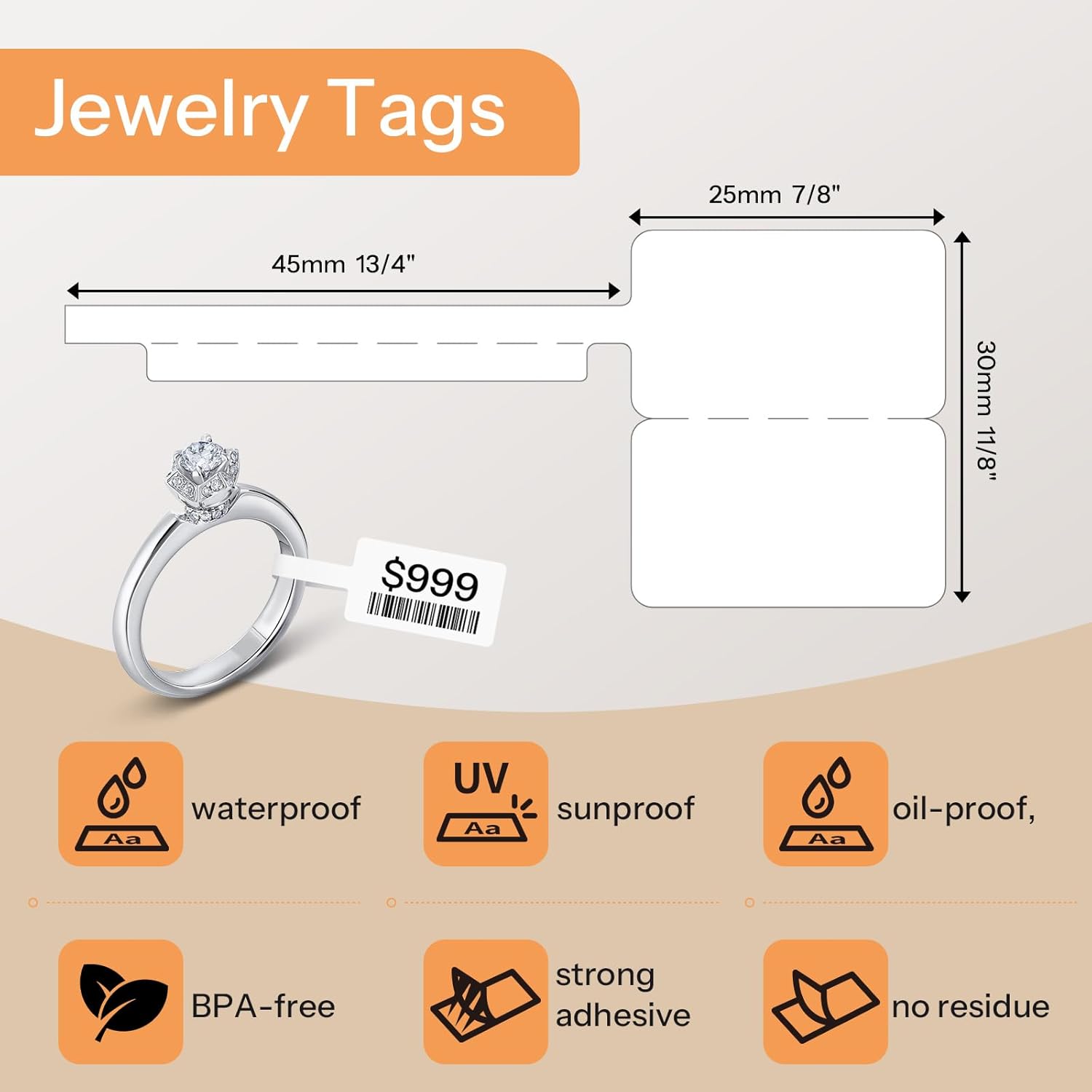 Phomemo Thermal Labels Jewelry Price Tags Compatible with Phomemo M110 M108 M120 M200 M220 M221 M150 M250 M260 M100 Label Printer, 70x30mm (2.75''x1.2'') 100 Labels/Roll, for Cabel - Image 8