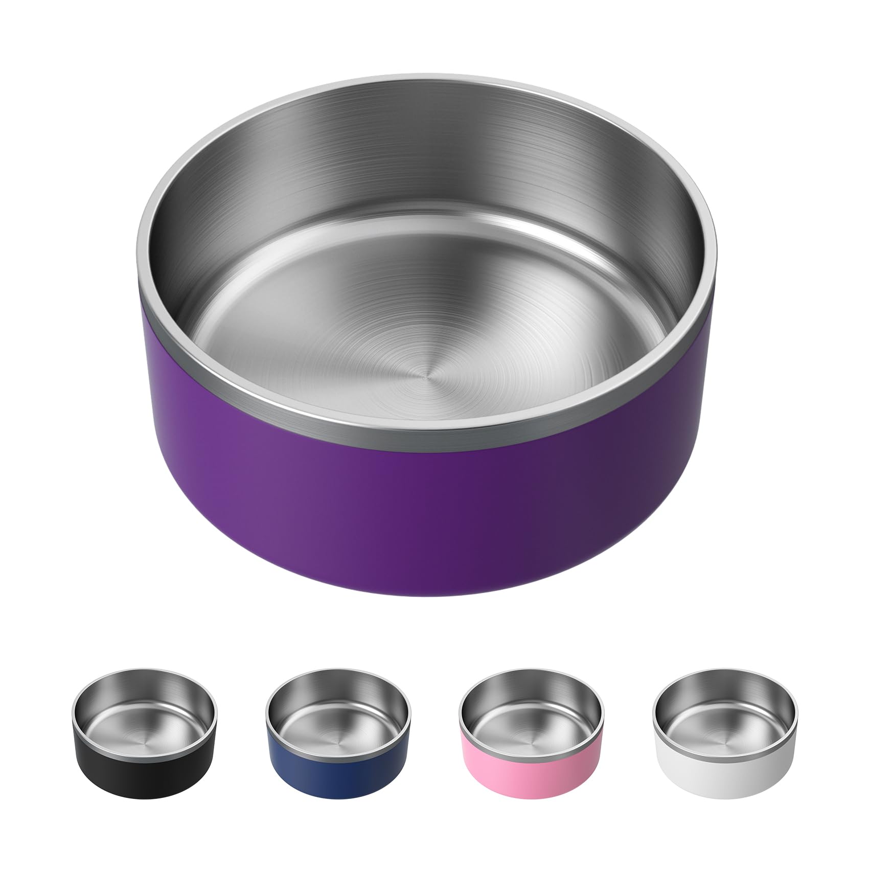 Dog Bowl, Stainless Steel Dog Food and Water Bowl with Non Slip Quiet Bottom, Easy to Clean, Dishwasher Safe, 40oz, Purple